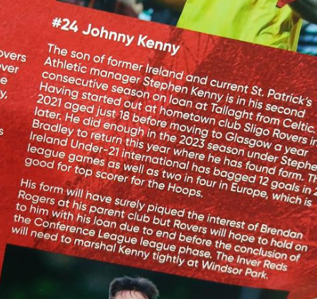 Hoops fan Alan Kinsella was among the first to spot a funny error in the match programme