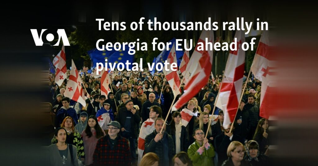 Tens of thousands rally in Georgia for EU ahead of pivotal vote 