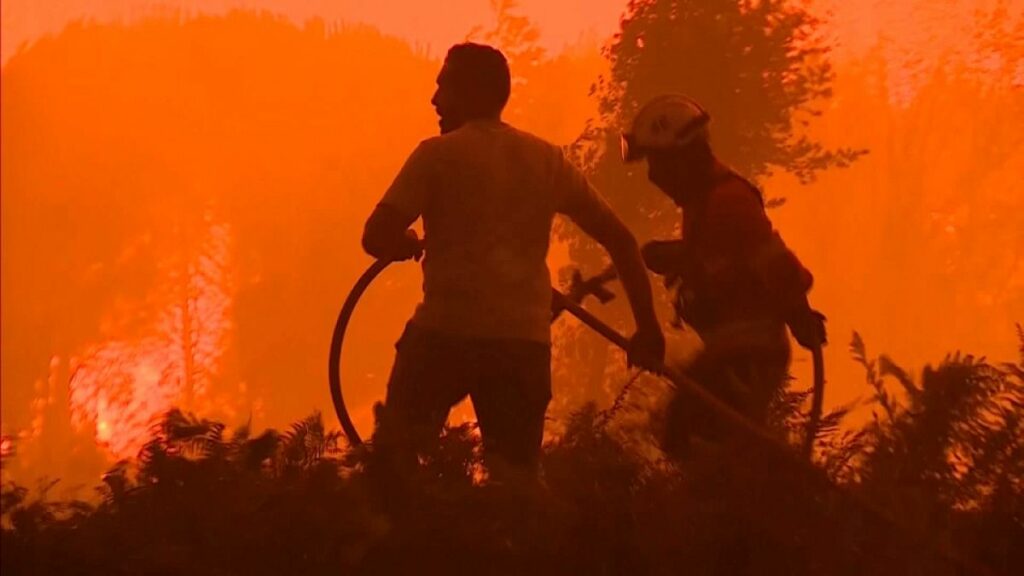 Video. WATCH: Firefighters battle hundreds of fires across central Portugal