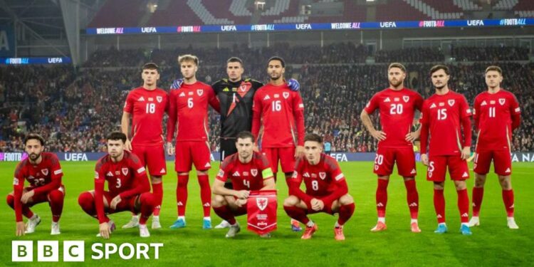 Wales' team photo before this month's game against Montenegro