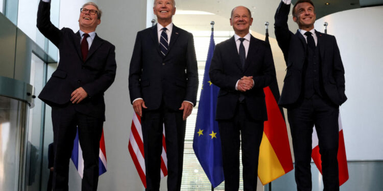 Western allies must keep aiding Ukraine as he meets European partners before election, Biden says