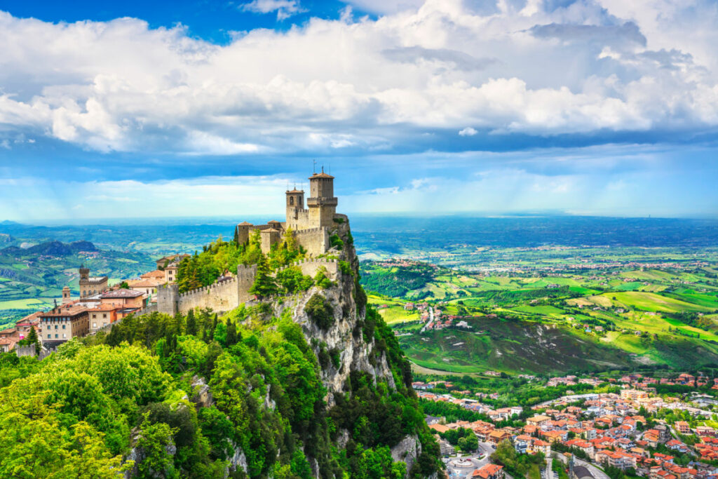 Scenic view of San Marino and medieval tower