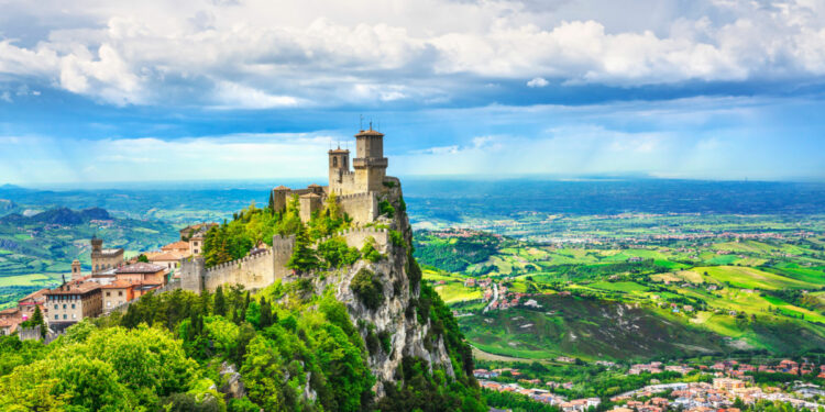 Scenic view of San Marino and medieval tower