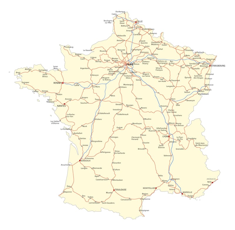 Map of the main arteries of the French railway network. Photograph: Rainer Lesniewski/Getty Images/iStockphoto