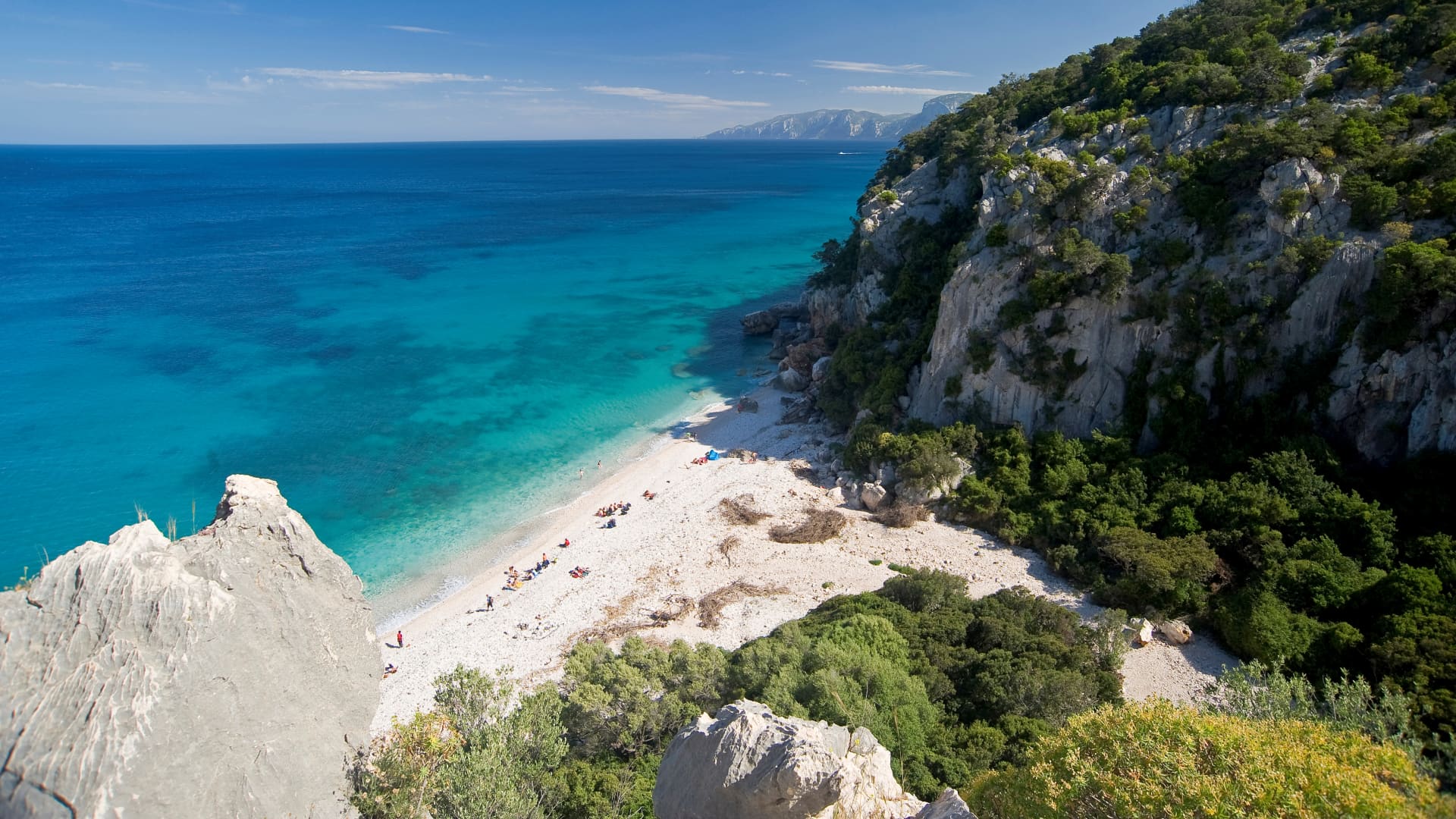 Cala Fuili, a white pebble cove on Sardinia's east coast, is popular with climbers.