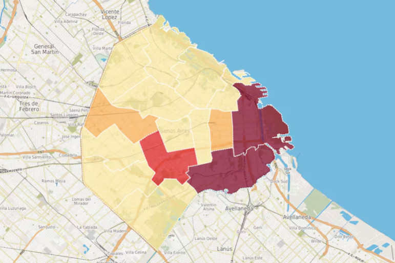 La Nacion homicide rate by neighborhood in downtown Buenos Aires