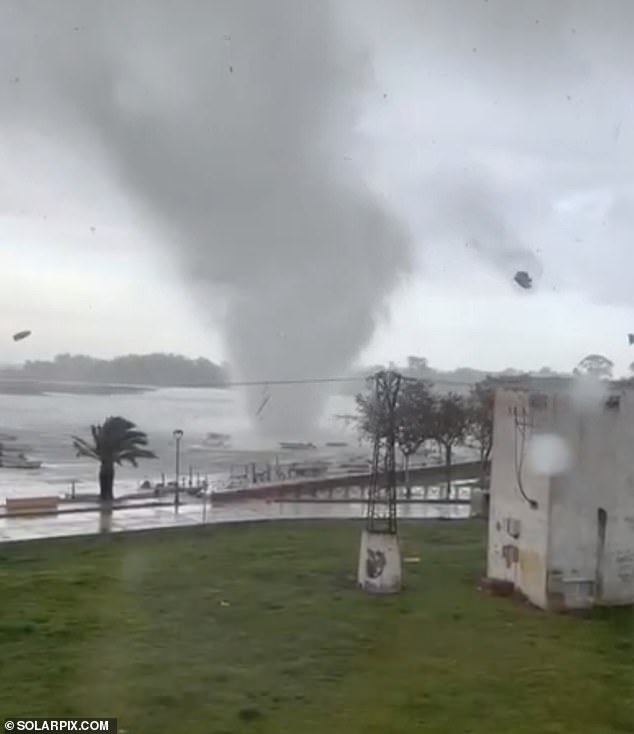 Photo shows a tornado waterspout that injured two in Spain