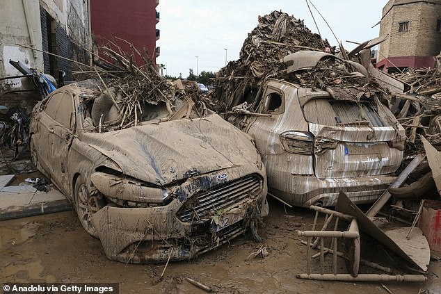 A view of the disaster zone as search and rescue efforts and aid delivery process continue in Paiporta