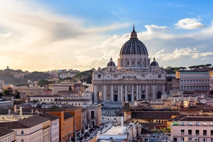 View of St. Peter's Basilica in the Vatican City, Rome, Italy.