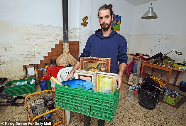 :Juan Roca in his house in the area of Cheste which sustained huge amounts of flood damage