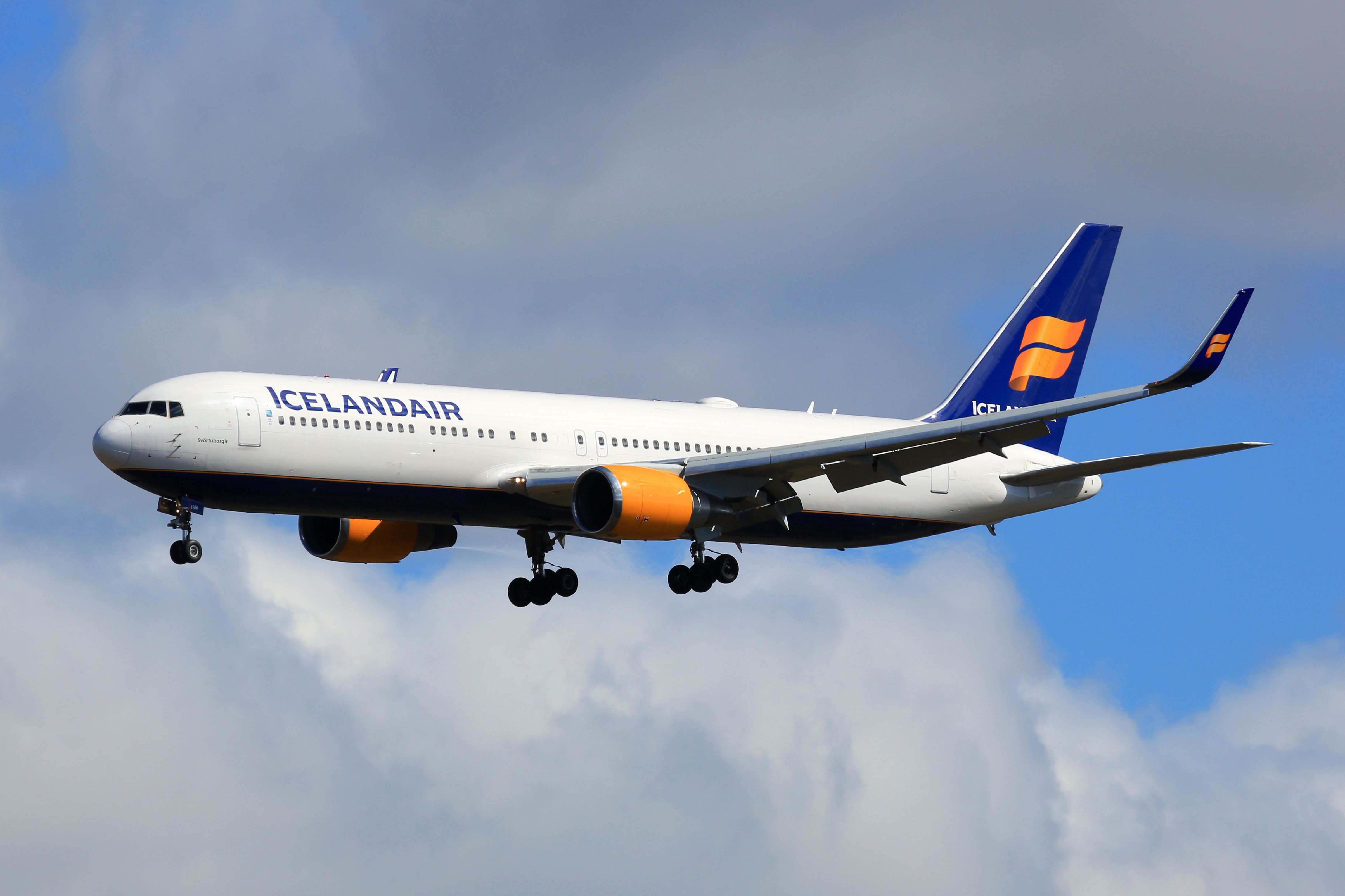 An Icelandair Boeing 767 About to land.