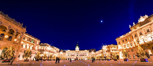 The square of Trieste during Christmas time