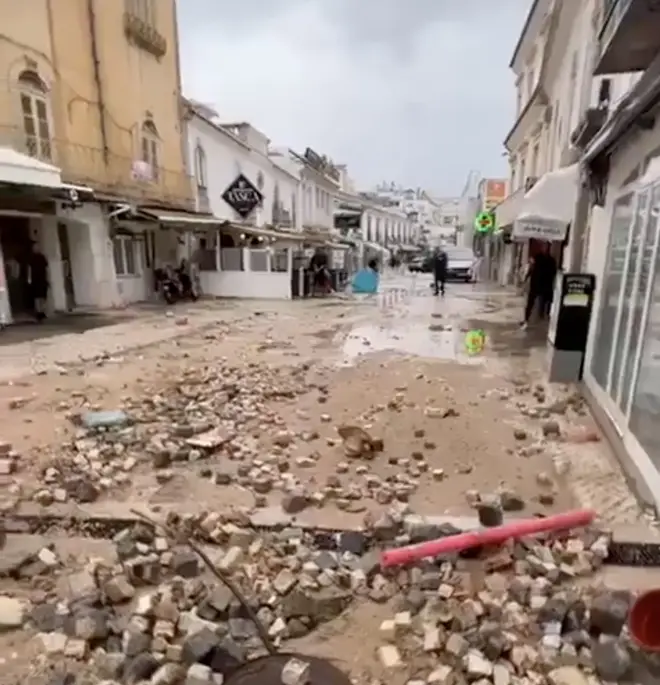clips have shown mud and debris strewn across Albufeira's streets after the flooding had subsided
