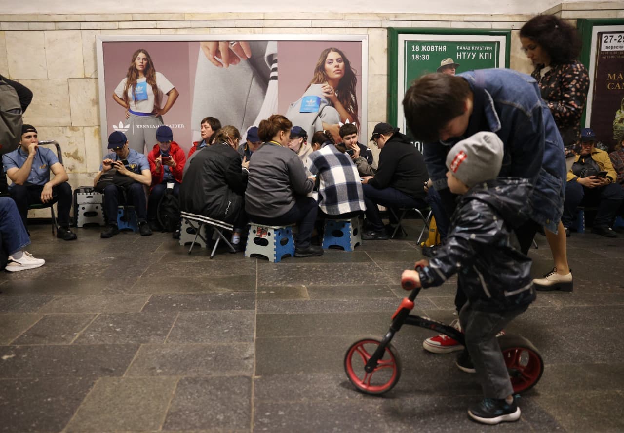 Kyiv residents took shelter in a subway station last month. Photo: Anatolii Stepanov/Agence France-Presse/Getty Images