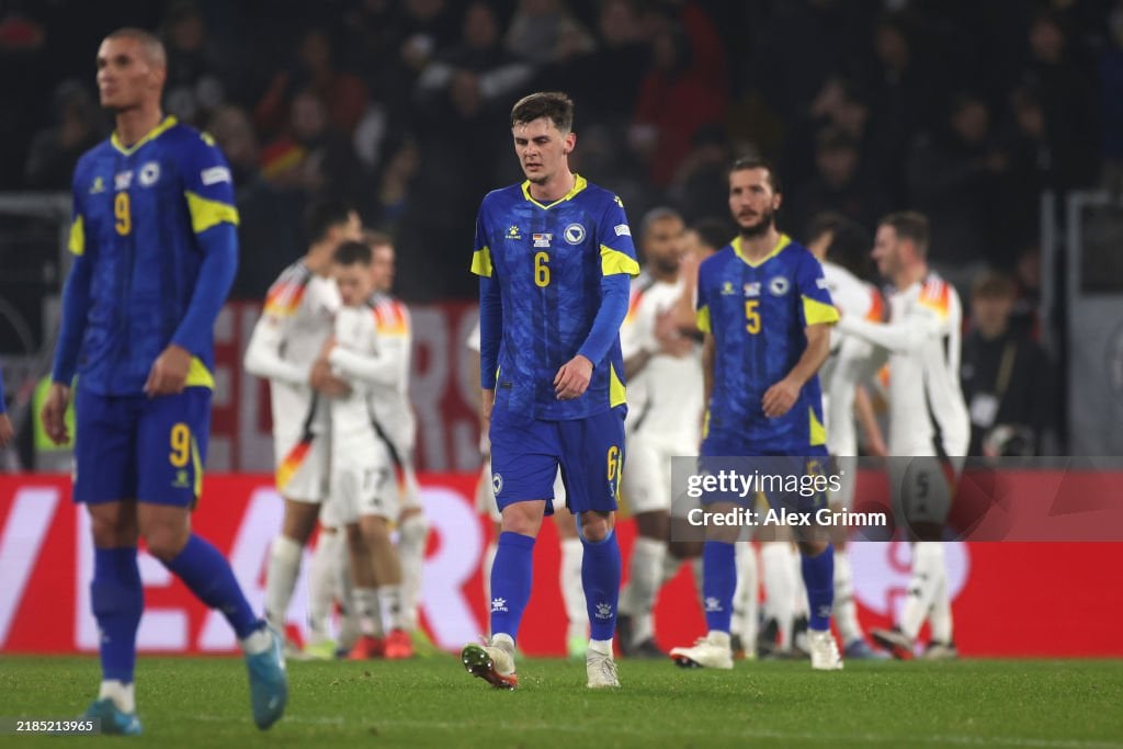 Bosnia players after conceding a seventh. (Photo from Alex Grimm.