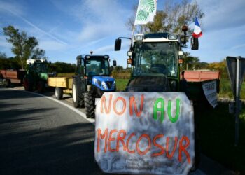 French farmers block roads with tractors in protest against potential EU trade deal
