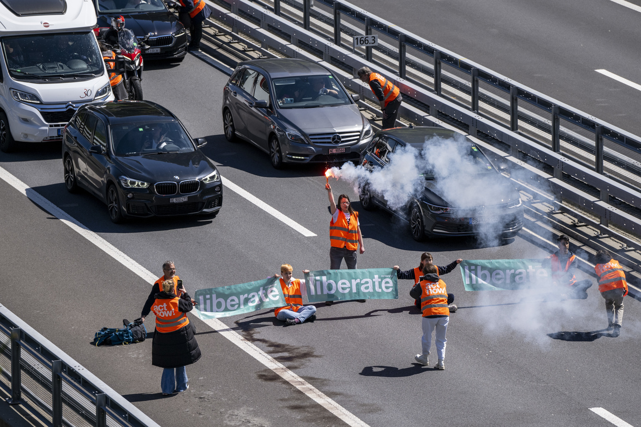 climate protestors block road