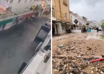 Five minute downpour submerges streets of Algarve as flash flooding continues to…