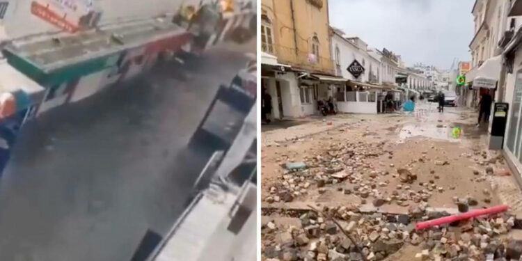 Five minute downpour submerges streets of Algarve as flash flooding continues to…
