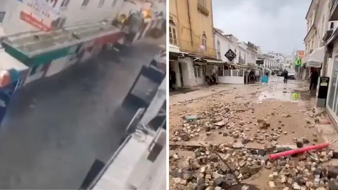 Torrents of water have hit the streets of Portugal's Algarve region