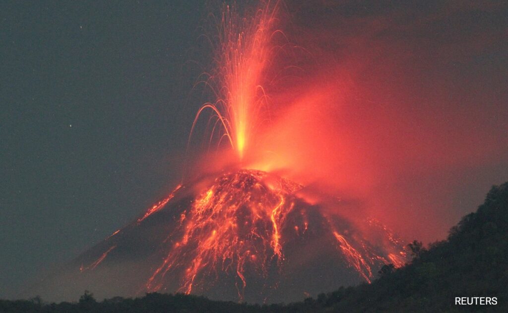 Red Lava Pours Out As Volcano Erupts 7th Time In A Year In Iceland