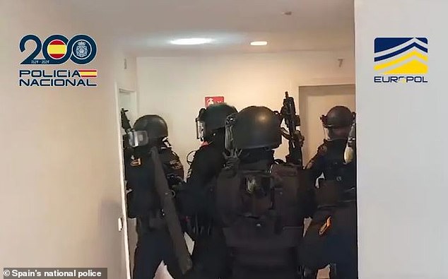 Spanish National Police published footage of them taking down the alleged gang