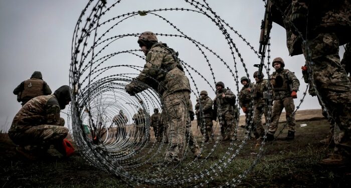 Servicemen of Ukraine’s 24th Mechanised Brigade improve their tactical skills at the training field in Donetsk region