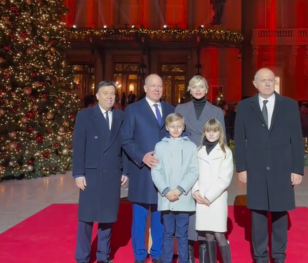 Princess Charlene of Monaco is all smiles as her twins take on festive tradition