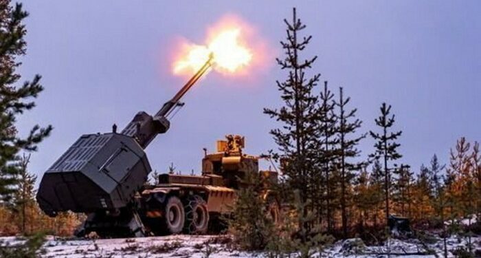 Live firing of the British Army’s new Archer Mobile Howitzer gun near Rovaniemi in the Arctic Circle, Finland