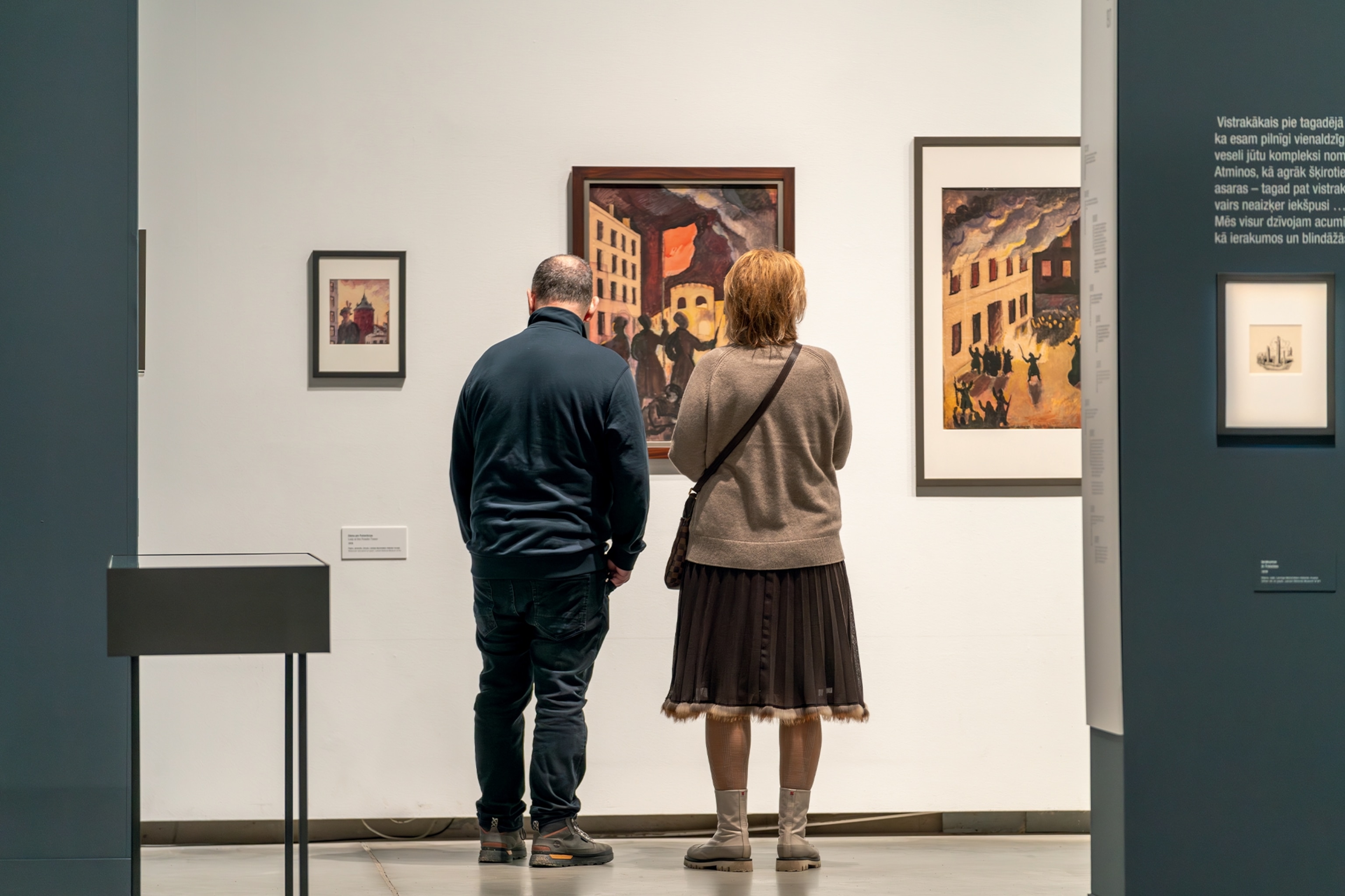 Couple looking at art