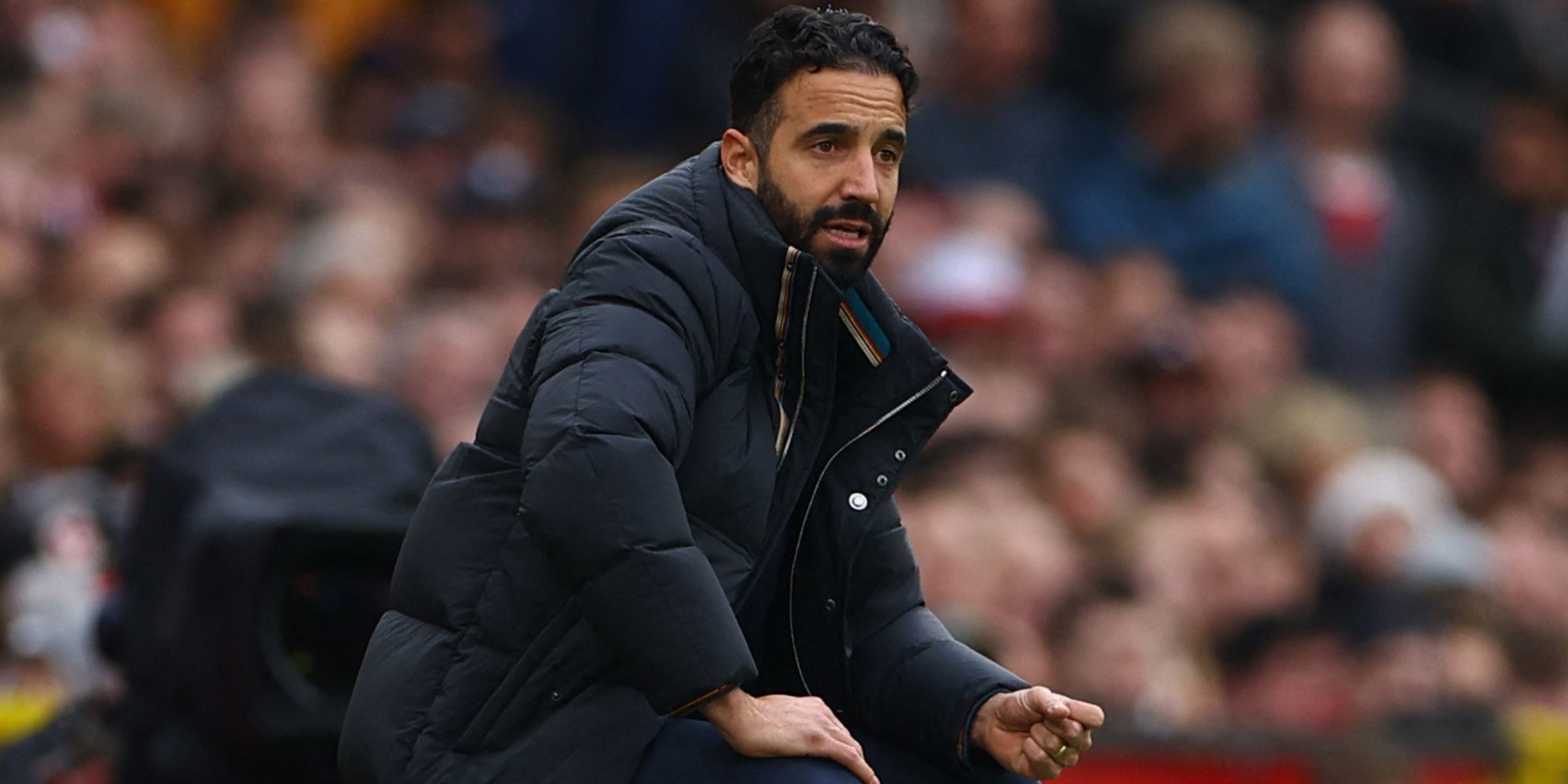 Manchester United head coach Ruben Amorim on the touchline