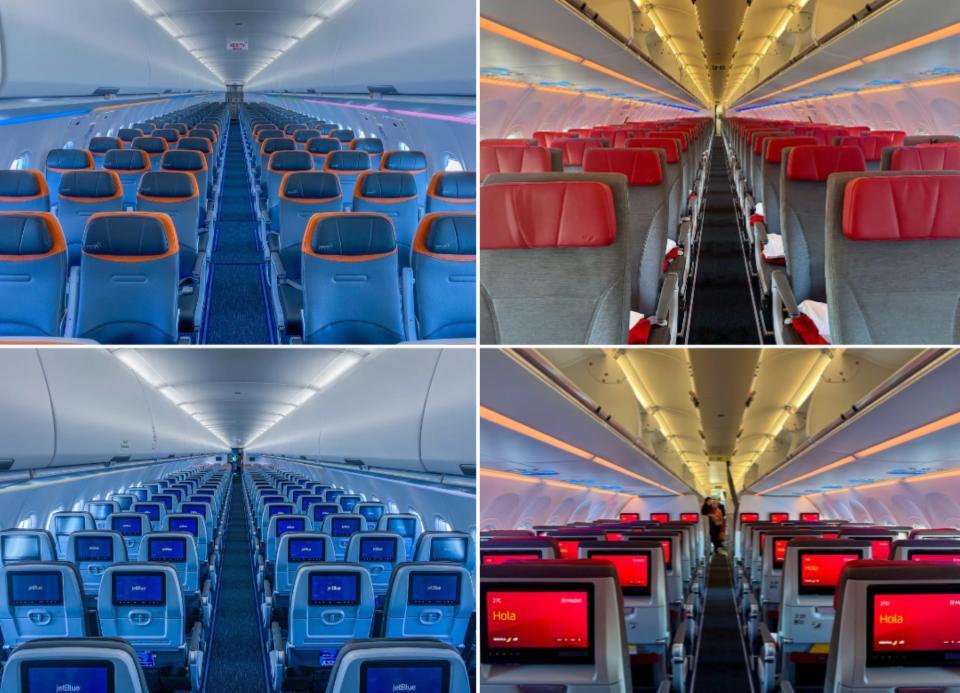 JetBlue and Iberia's coach collage.