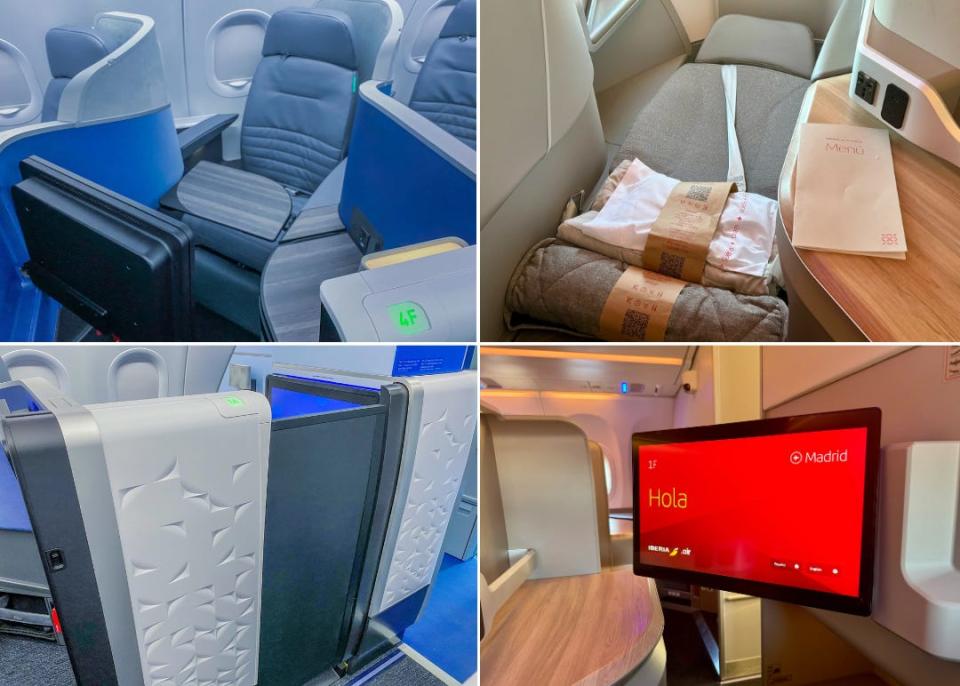 JetBlue and Iberia business class collage.