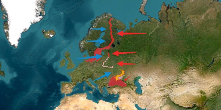 Map Shows Possible WWIII Frontlines if Russia Invaded Europe