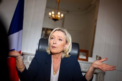 Marine Le Pen, president of the National Rally, in her office at the National Assembly. 