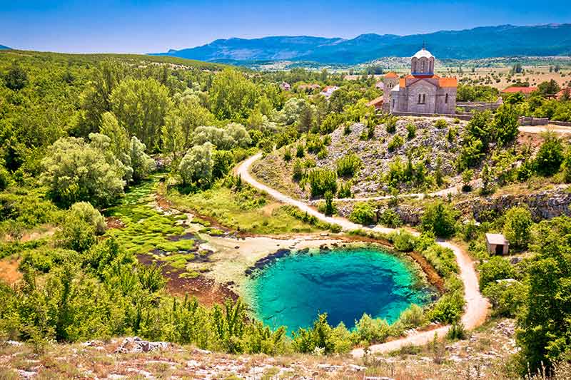 cetina river and church