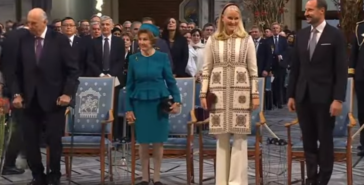 King Harald leads Norway’s royals at the Nobel Peace Prize ceremony