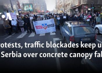 Protests, traffic blockades keep up in Serbia over concrete canopy fall Protests, traffic blockades keep up in Serbia over concrete canopy fall