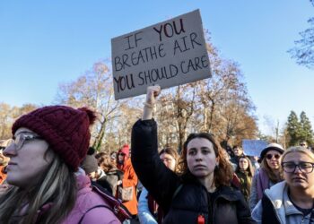 Thousand people march against air pollution in North Macedonia capital Skopje
