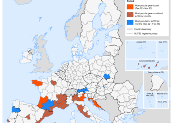 Where do tourists flock in winter? EU’s warmer regions win big