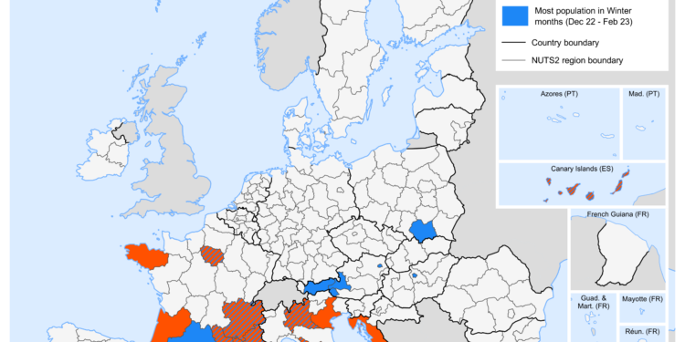 Where do tourists flock in winter? EU’s warmer regions win big