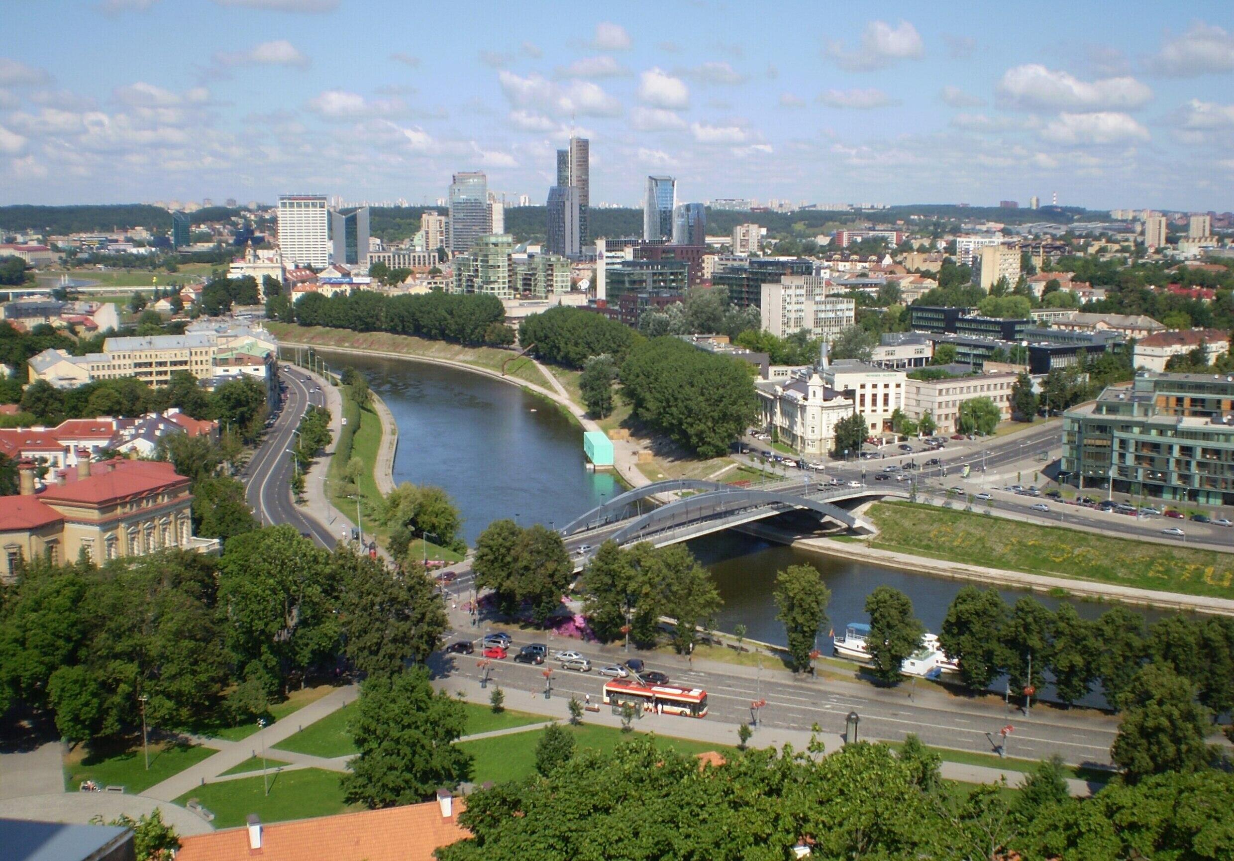 The Neris River in Vilnius, Lithuania.