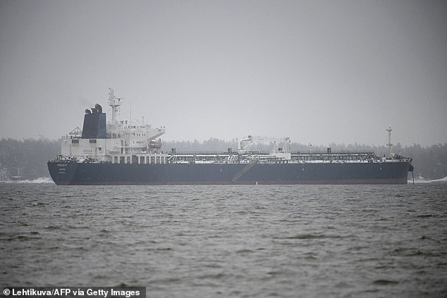 The Oil tanker Eagle S is seen anchored near the Kilpilahti port in Porvoo, on the Gulf of Finland on January 7, 2025