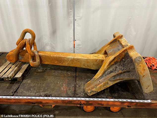 The anchor was allegedly used to cut a critically important cable on the bottom of the Baltic Sea