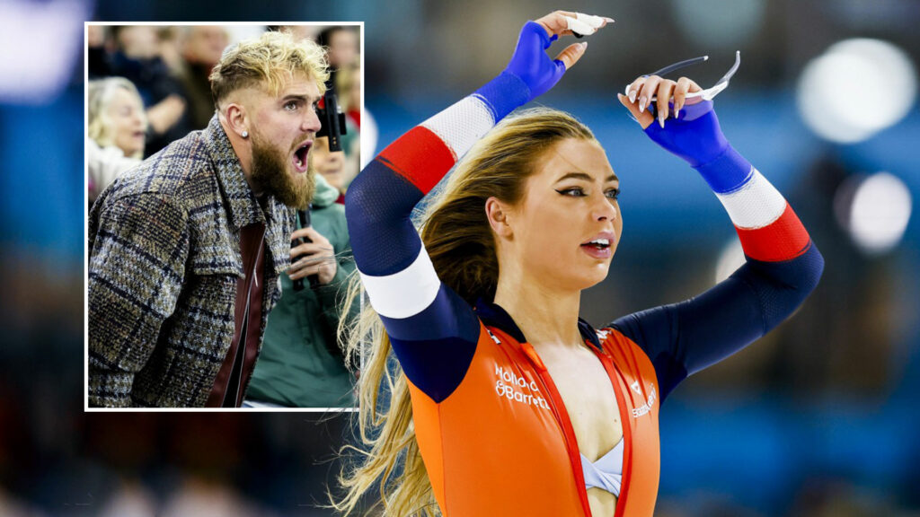 Proud Jake Paul beams in the stands as he cheers on stunning girlfriend Jutta Leerdam to European Championship gold