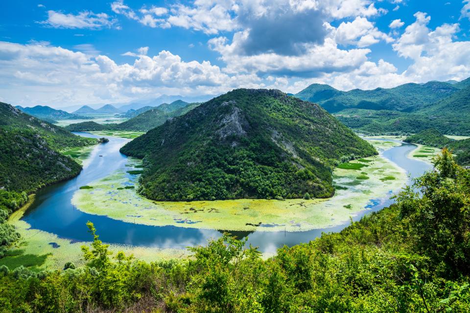 River winding through Skadar Lake National Park in Montenegro.