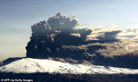 A huge ash cloud was fired into the air, reaching up to nine kilometres in height. Around 250 million cubic metres of volcanic material was also spewed into the air as a result of the explosion