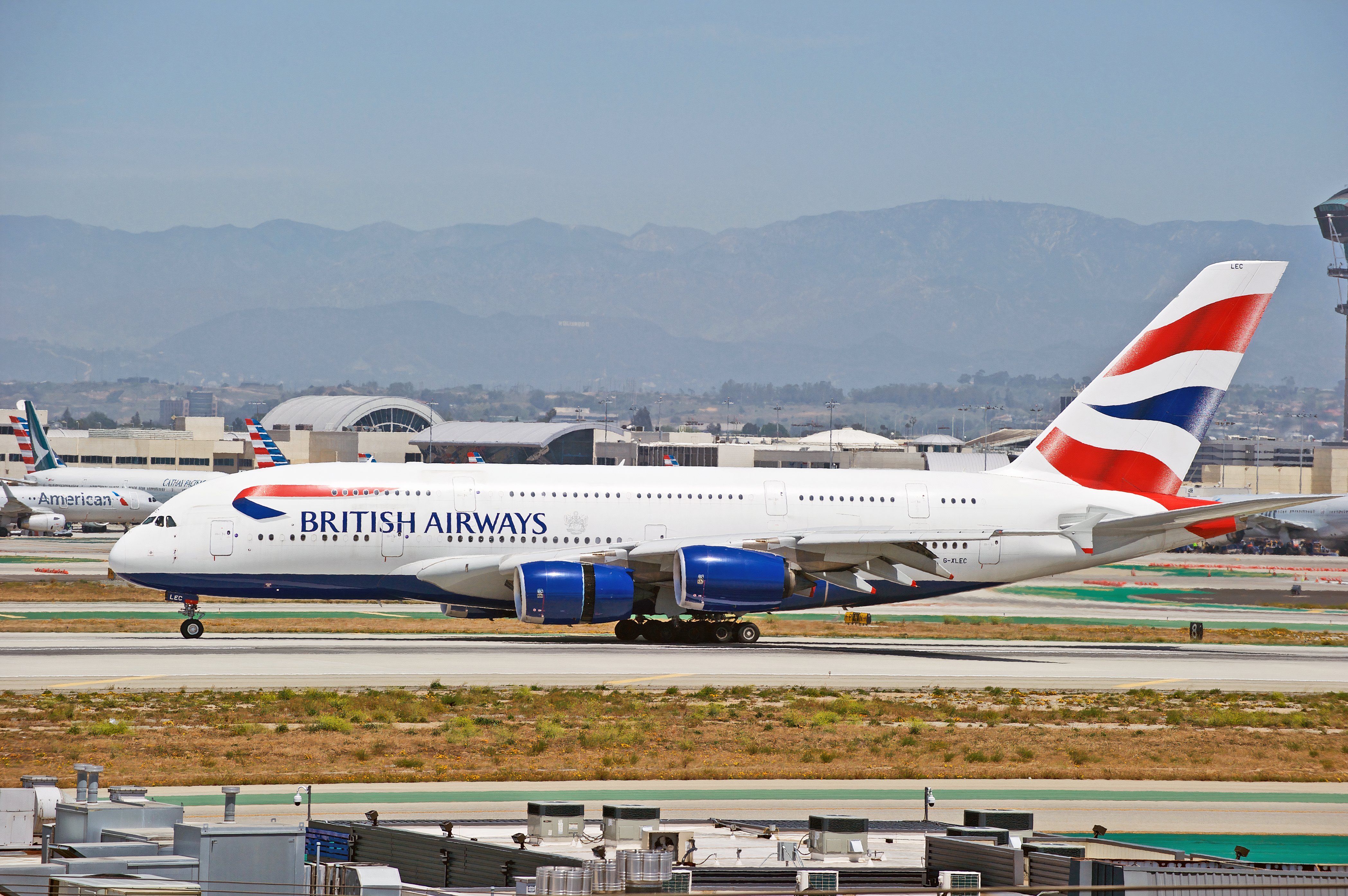 British Airways A380 at Los Angeles shutterstock_1078636958