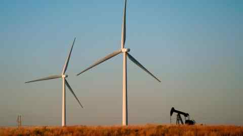 Wind turbines and an oil well