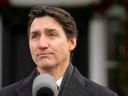 Prime Minister Justin Trudeau announces his resignation, in Ottawa on Monday.